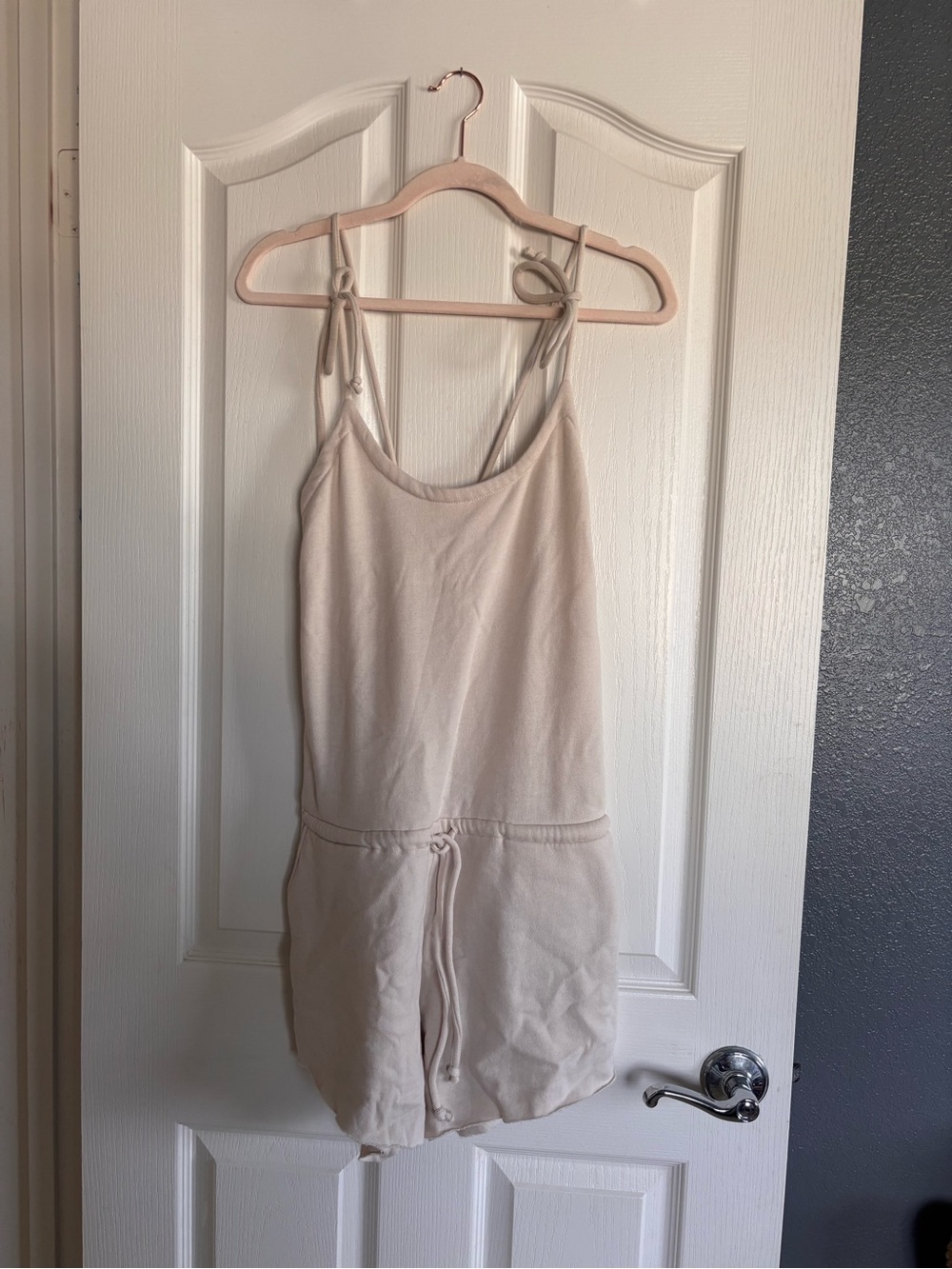 Chaser Cream Tie-Shoulder Sleep Romper